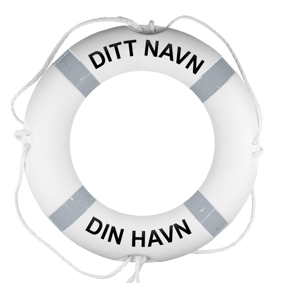 Hvit livbøye – med egen tekst