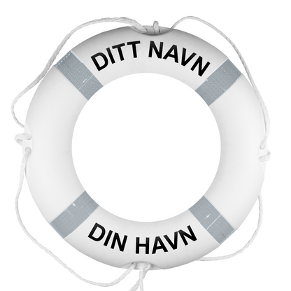 Hvit livbøye – med egen tekst