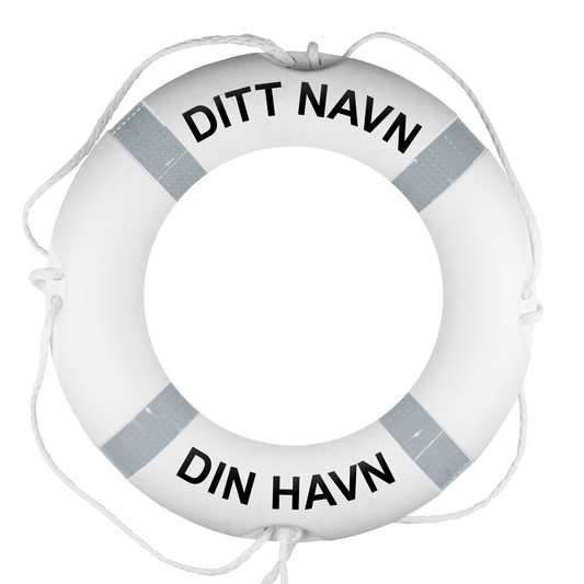 Hvit livbøye – med egen tekst
