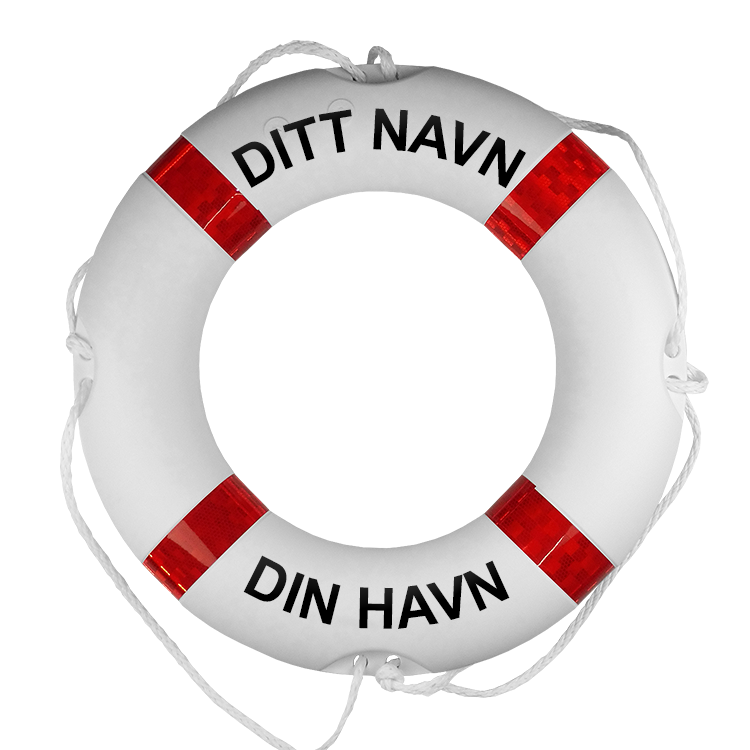 Livbøye – hvit/rød – med egen tekst