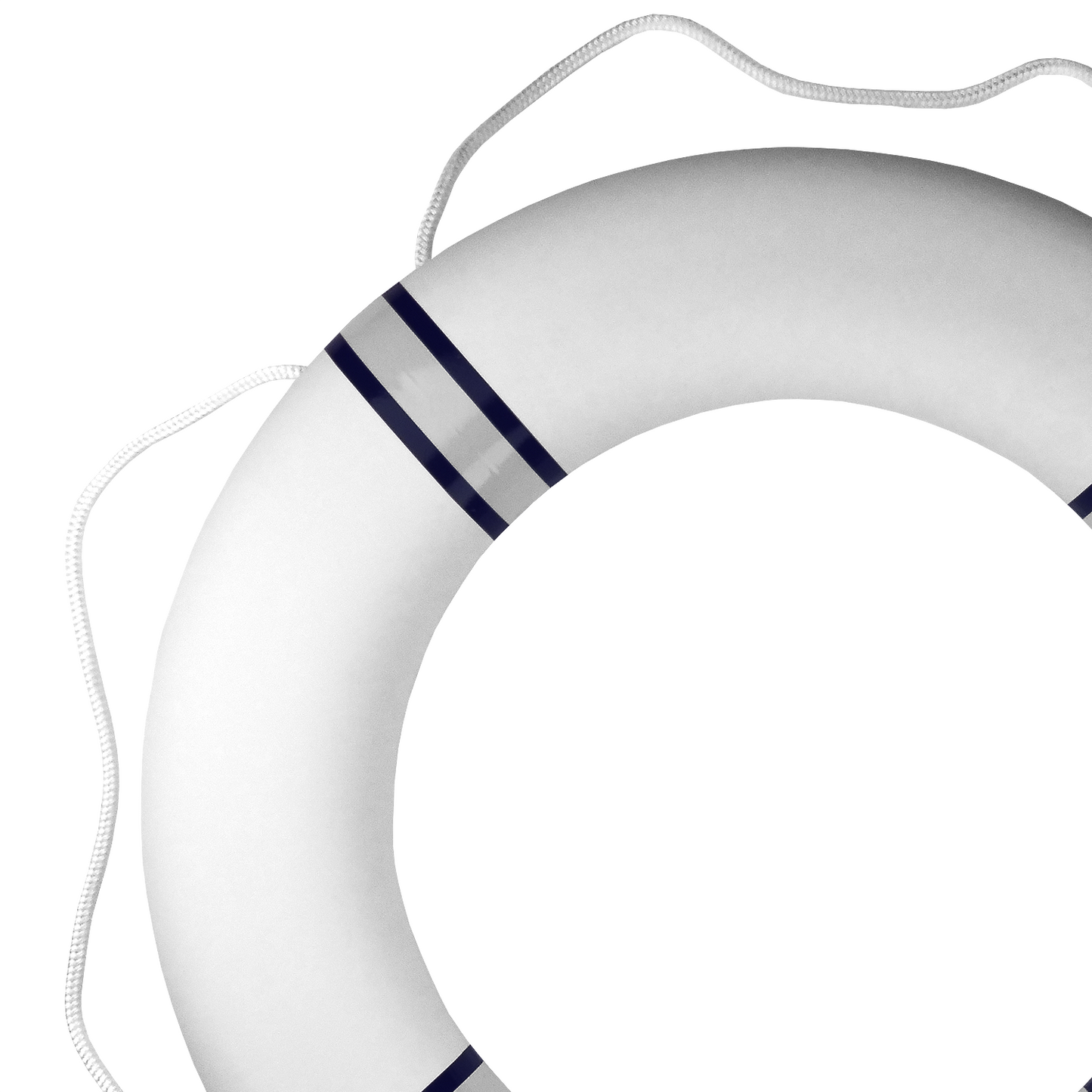 Premium livbøye – hvit/marineblå – med egen tekst